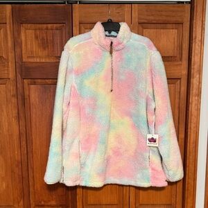 Katydid Pastel Tie Dye Sherpa Pullover NWT Size women's